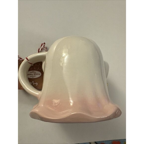 New Holiday Bakery Mug Ghost With Gingerbread Man Pink Border D37 - Picture 4 of 5